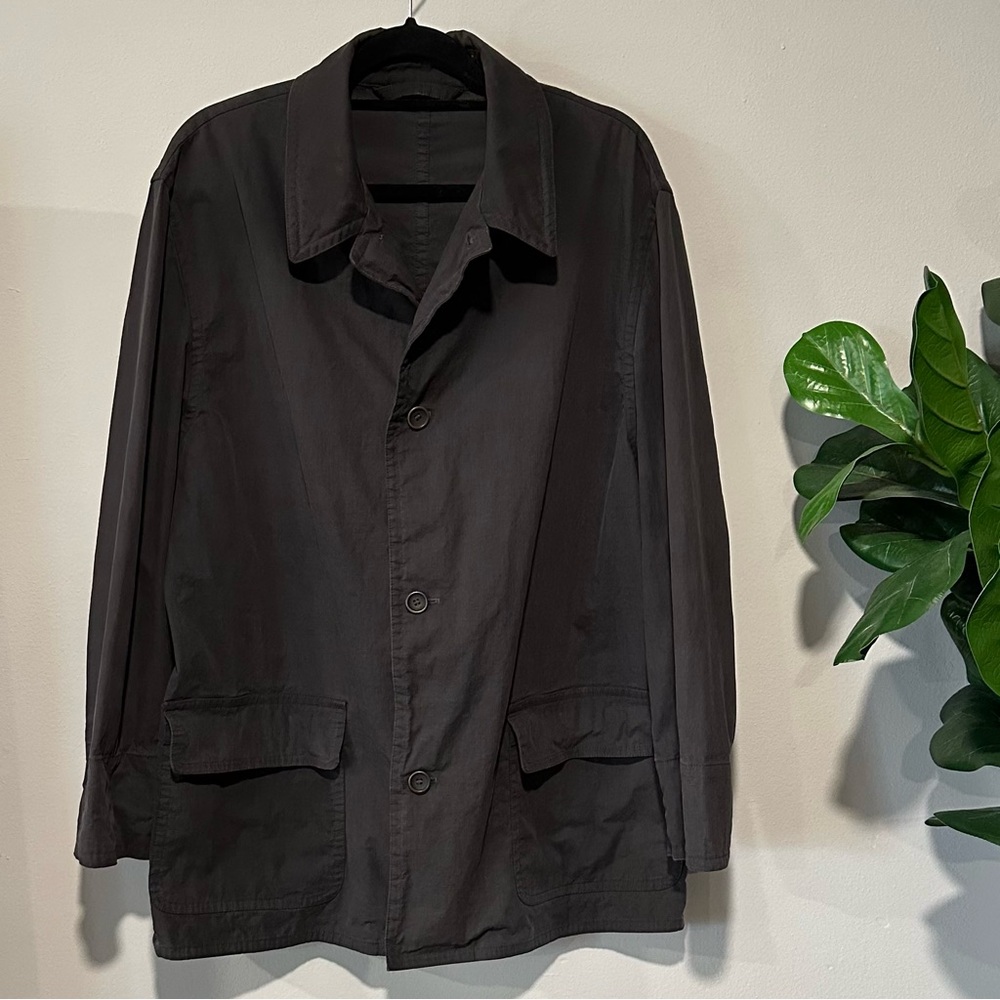 HOLLAND & HOLLAND VINTAGE GRAY COTTON BUTTON UP COAT FIELD JACKET FRANCE SIZE M